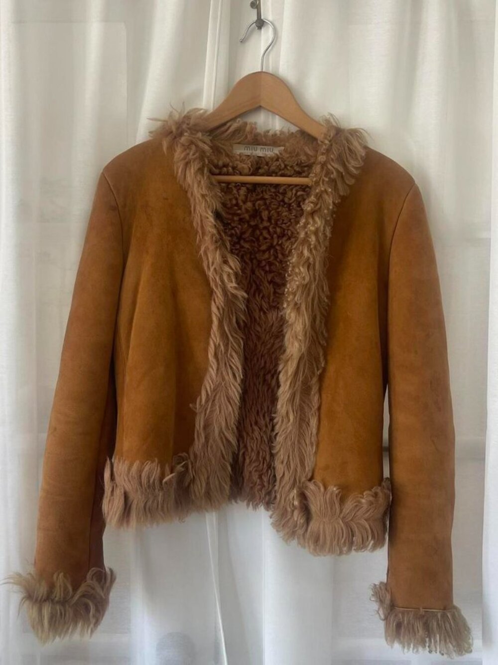 Miu Miu Suede Teddy Shearling Jacket